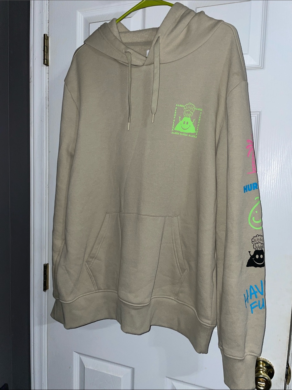 Hurley men's tan Bel-Air West Side fleece pullover hoodie Size L